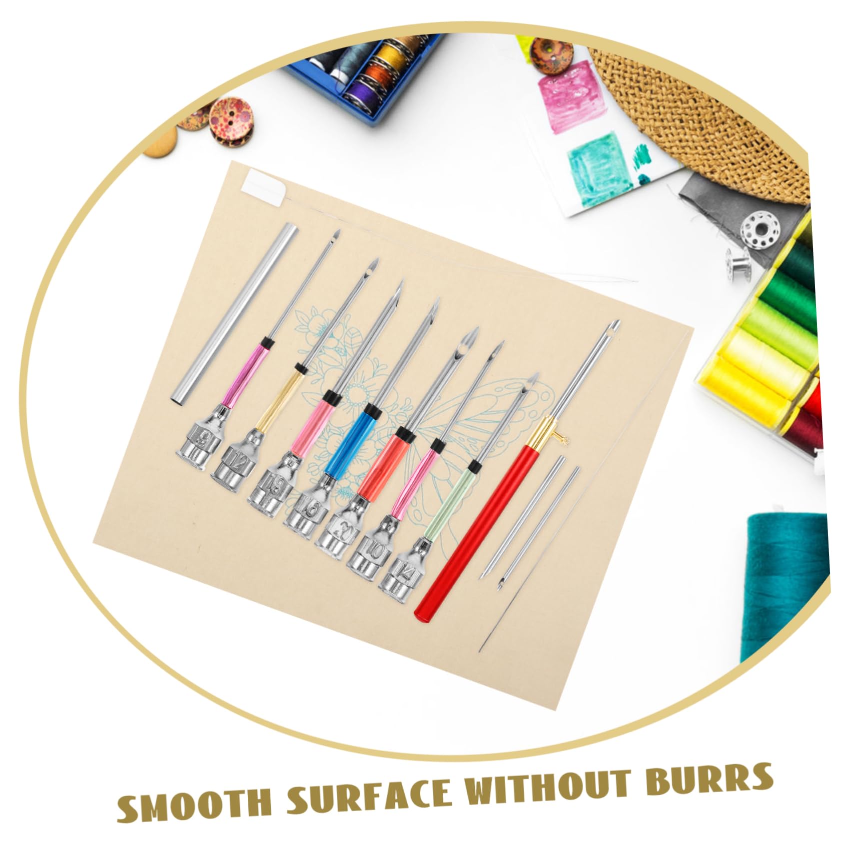 DIYEAH Crafting Kits for Adults 14pcs Punch Embroidery Needles Set Alloy Punch Needles for Wool Non-Woven Fabrics