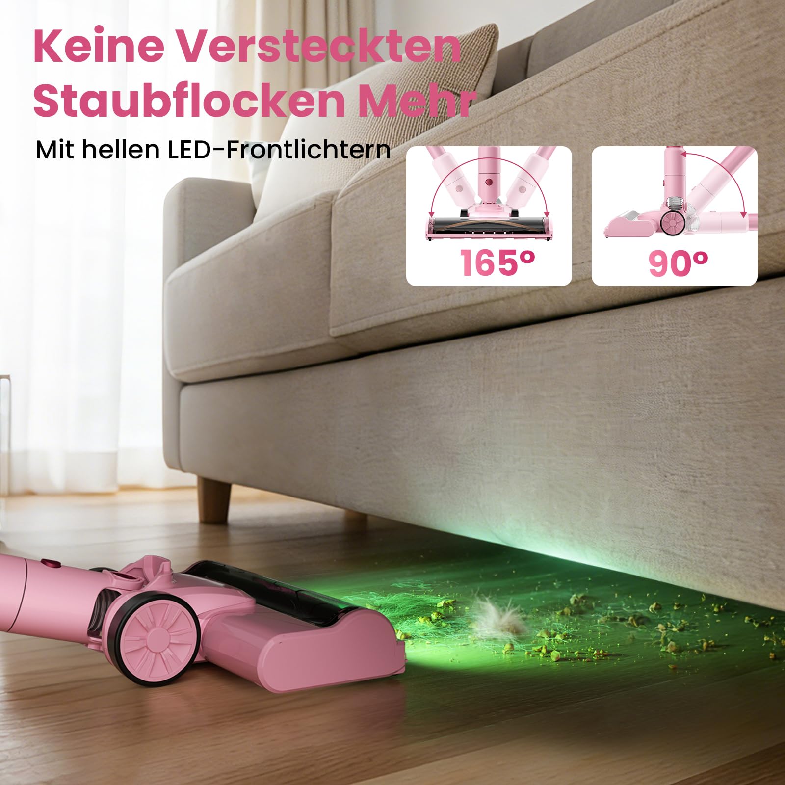 Aspiradora inalámbrica, Escoba eléctrica inalámbrica de 45 KPa 50 Minutos con Pantalla autoportante, Pantalla LED Inteligente, aspiradora Recargable Ligera, sin enredos, Potente