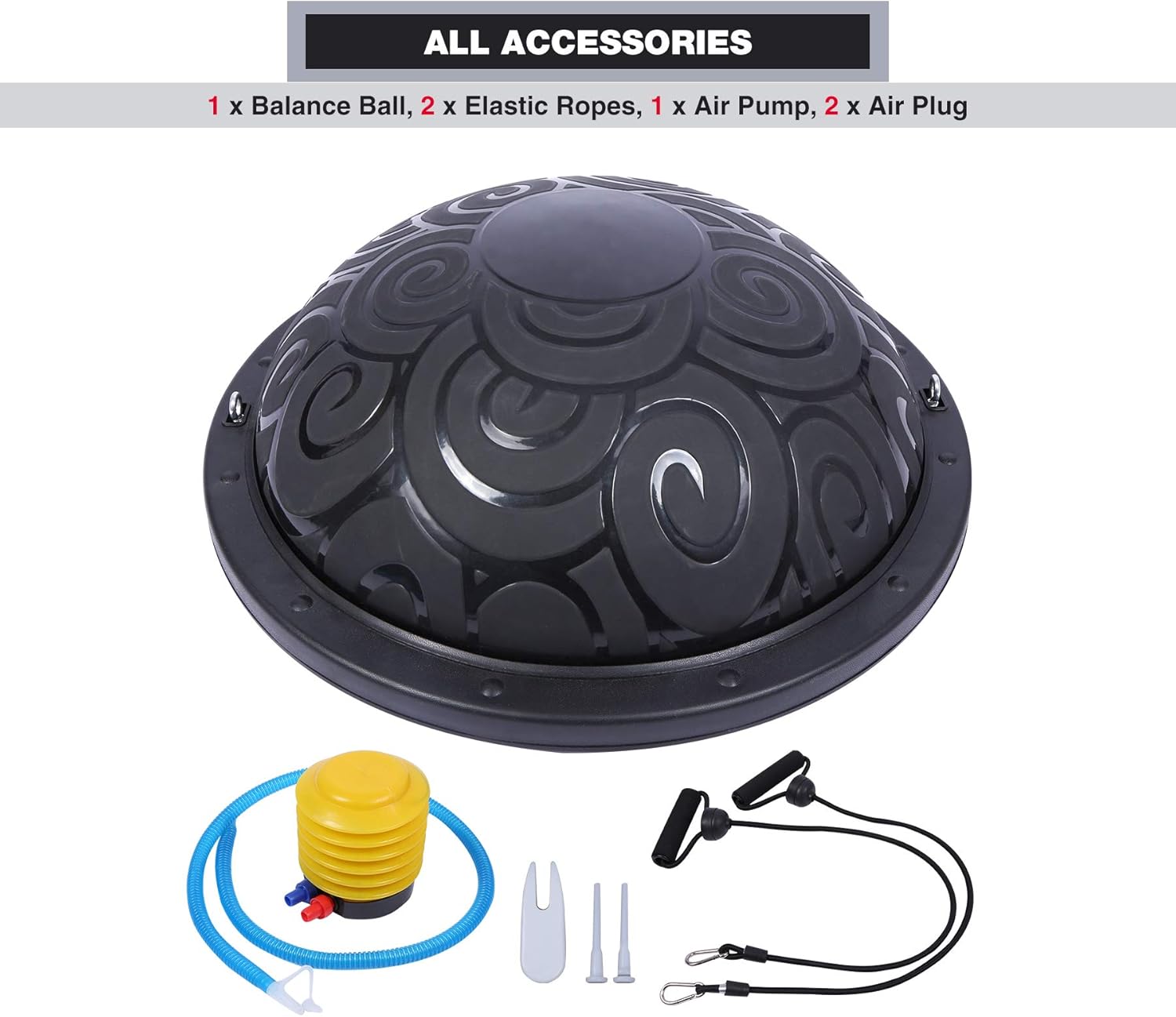 Frее Shірріng Ovеr $50 Domaker Balance Ball,Half Ball Balance Trainer with Resistance Bands,Yoga Balance Ball with Pump for Home Fitness,Strength Exercise,Workout Gym,Grey/Black Bеѕt Prоmо Domaker Balance Ball,Half Ball Balance Trainer with Resistance Bands,Yoga Balance Ball with Pump for Home Fitness,Strength Exercise,Workout Gym,Grey/Black