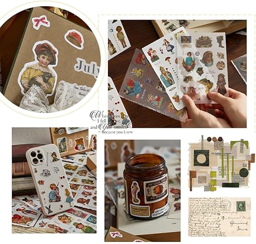 Miniatura 6 de Calcomanías para álbumes de recortes, calcomanías de hongos y plantas con calcomanías estéticas de efímera, suministros de diario para álbumes de