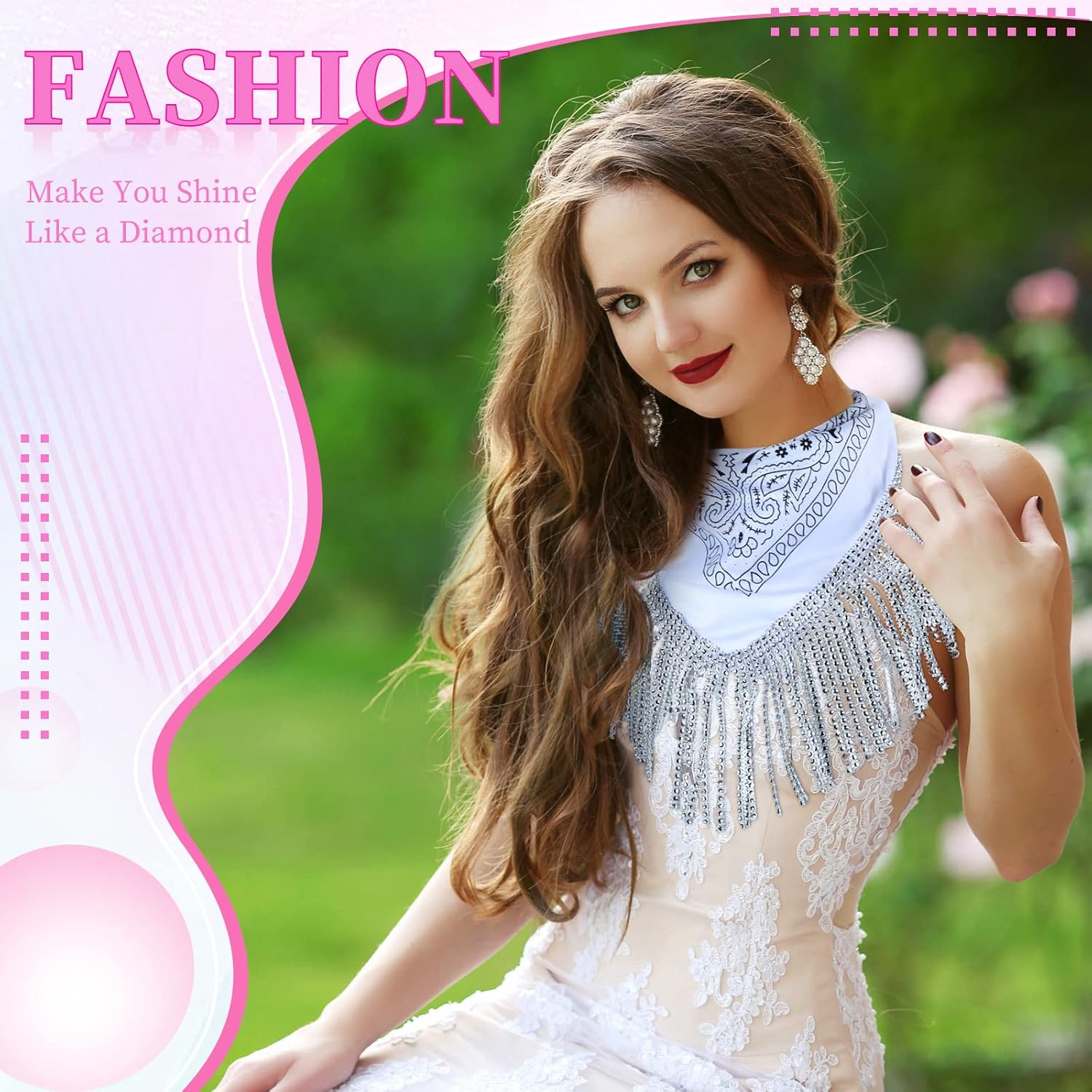 Handepo 2 Pcs Disco Fringed Bandana Last Disco Paisley Bandanas Rhinestone Fringe Bandanas for Women Western Party Favor - Image 5