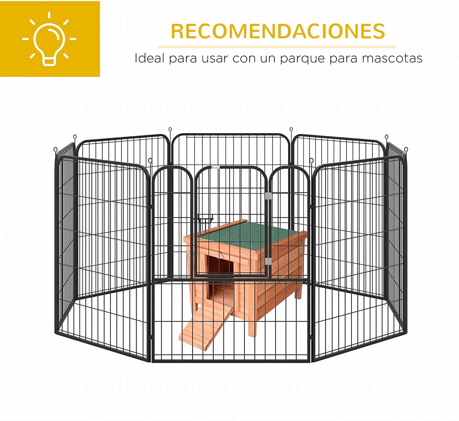 Conejera Madera de Exterior Jaula para Conejo Cobaya Casa para Animal Pequeño 51x42x43cm Caseta Woody (Caseta)