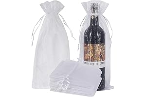 HRX Package 30pcs White Organza Wine Bags, Sheeny Mesh Wine Gift Pouches