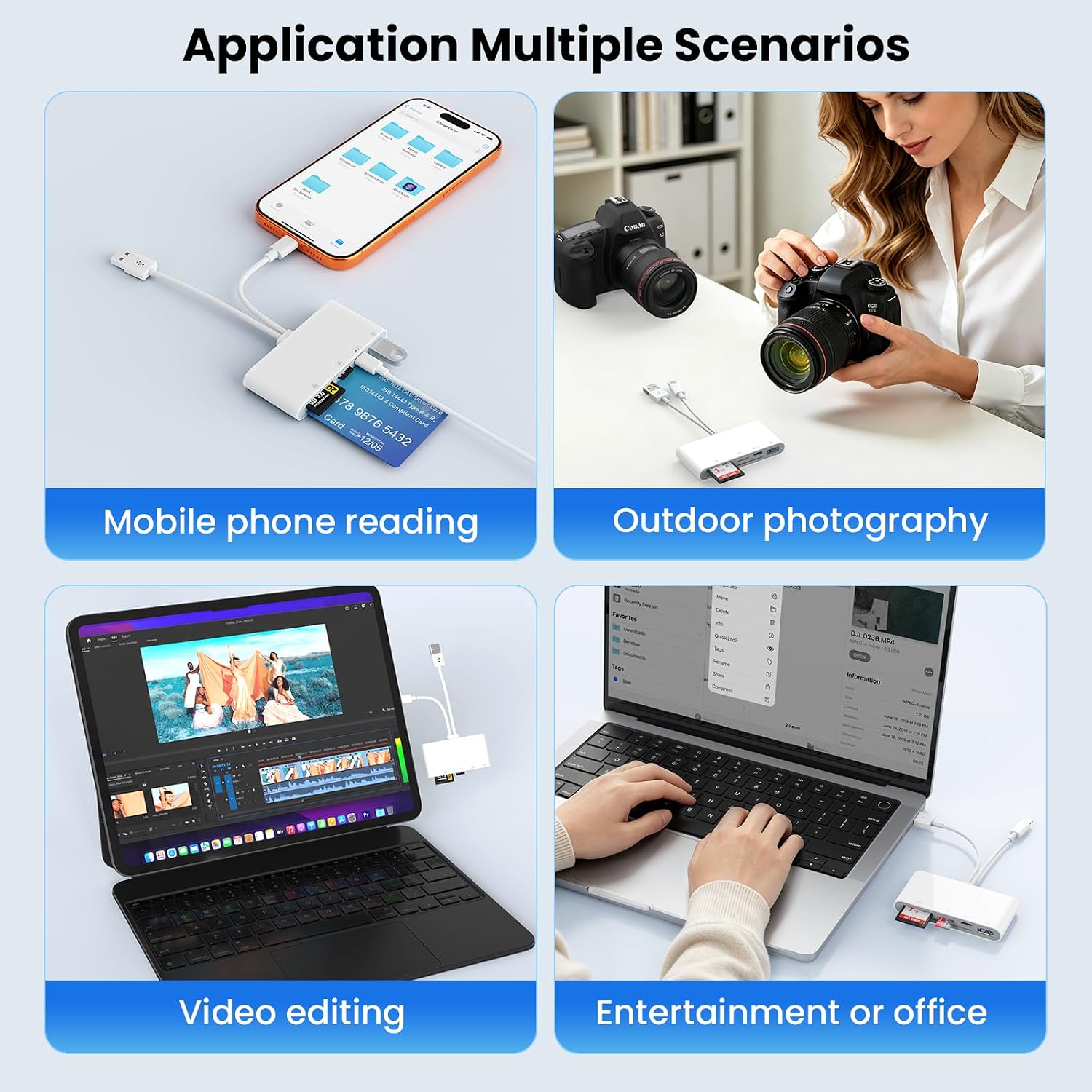7-in-1 Memory Card Reader, USB C USB A Devices with SD/Micro SD/DOD Military Common Access CAC Card Reader, Memory Camera Card Adapter Hub for iPhone 17/16/15, Camera, MacBook, Mac, iPad, Android