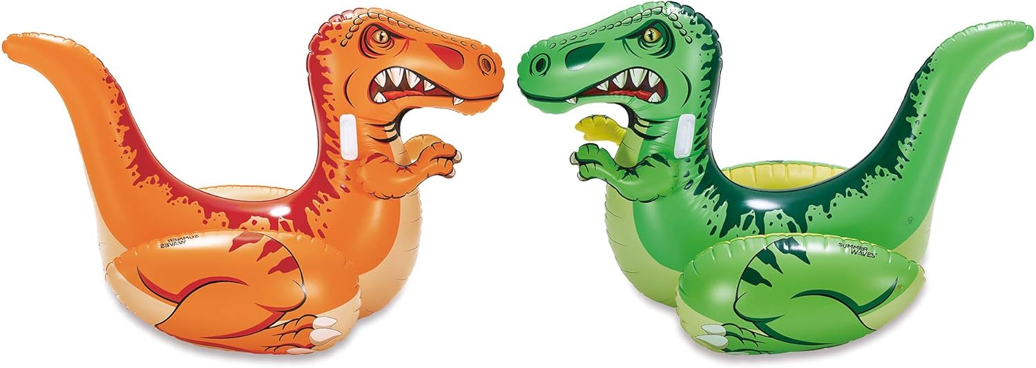 PlayDay Dual Dinosaur Ride-ons with Battle Bones floaties Pool Game Heavy Duty Handles with Repair Patch : Toys & Games