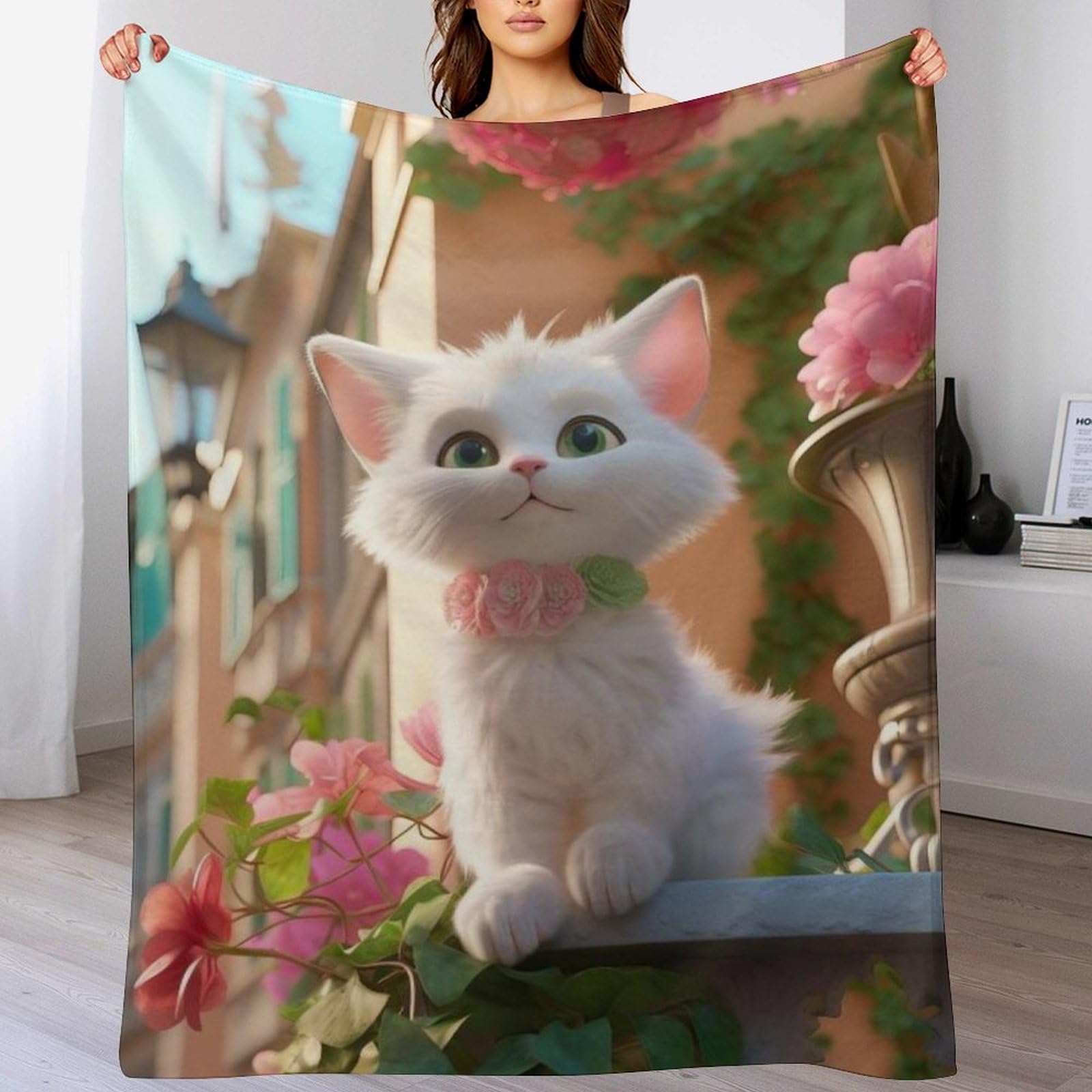Couvertures de lit flannel chat anti-plis pour un intérieur soigné