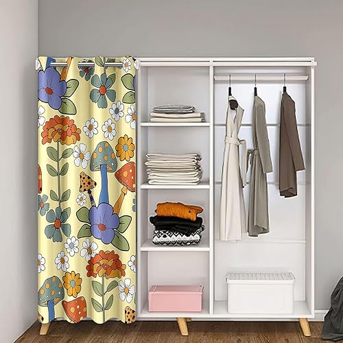 Miniatura 2 de Cortina de puerta de estilo retro de los años 60 y 70 para puerta, privacidad, 42 x 80 pulgadas, linda cortina hippie para puerta de armario de 1970