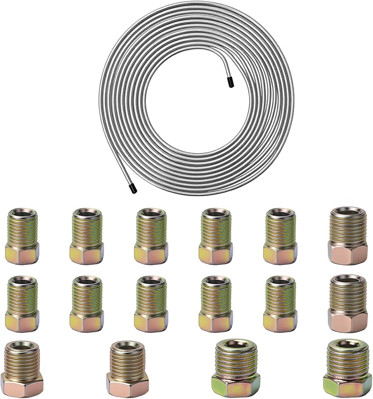 Kit de Linha de Freio em Aço Zincado Muelnmey 3/16" com 16 Conexões – 7,62 m