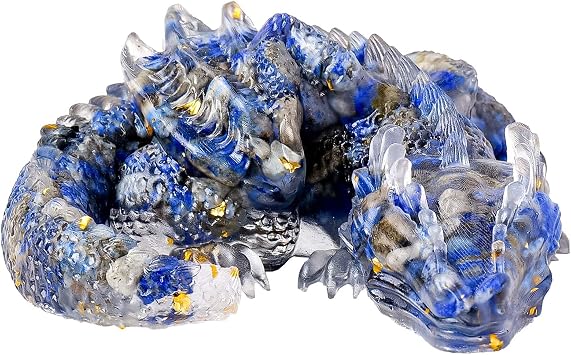 Crystal Dragon Ornament, Natural Crushed Stone Resin, Home Table Decor Gift Lapis Lazuli