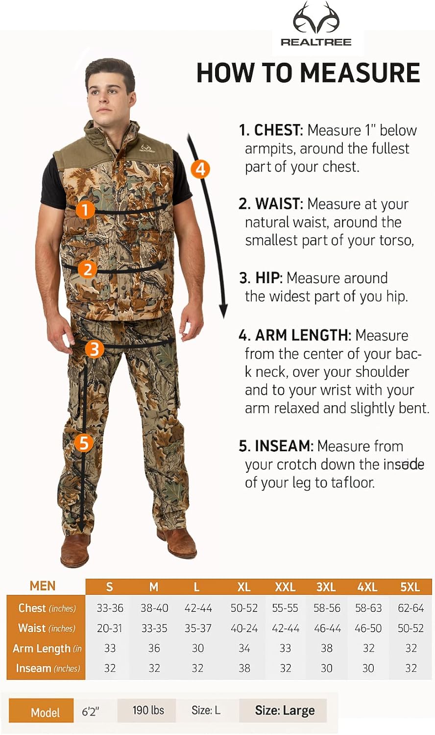 Realtree Men’s Camo Puffer Vest - Water-Resistant Insulated Hunting Vest for Outdoor Layering