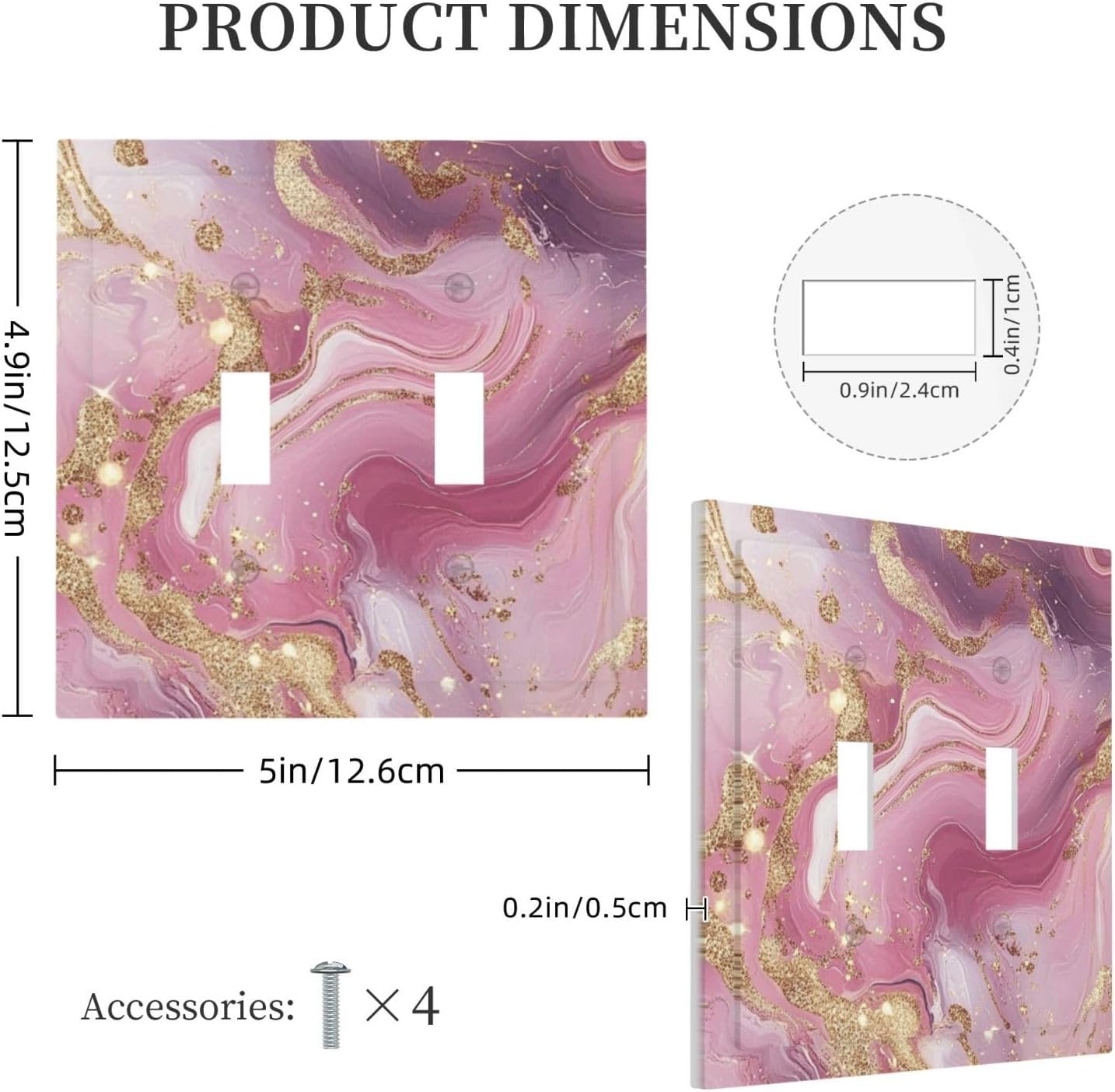 Light Switch Cover Plate Pink Gold Fluid Marble Luxury Abstract 2 Gang Double Switch Plate Covers Toggle Wallplate Decorative Outlet Covers Electrical Switchplate for Bathroom Home Decor image 5