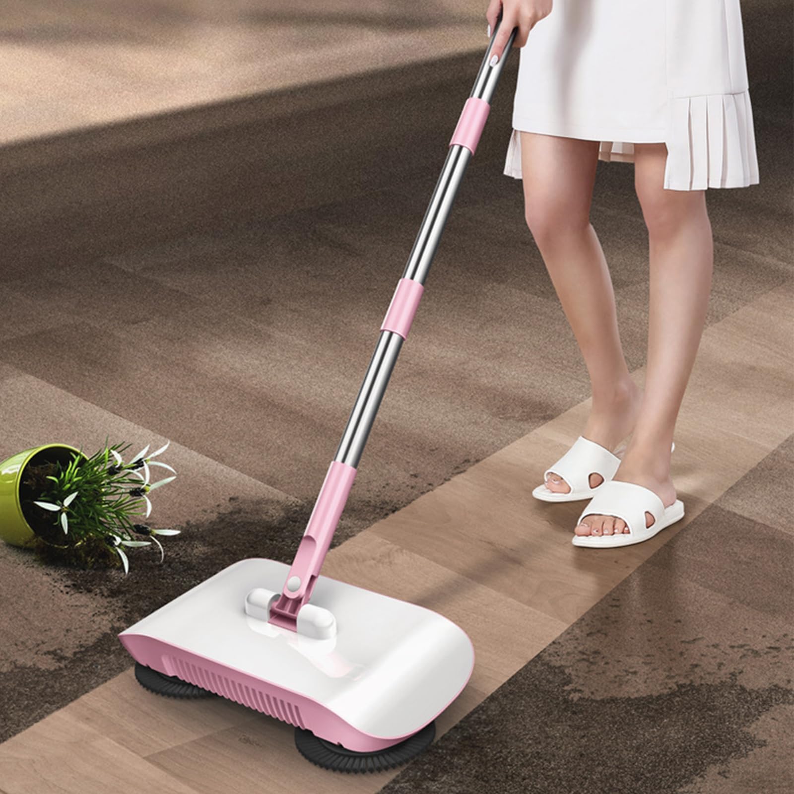 Manueller Teppichkehrer, kabelloser Bodenreiniger mit 360° drehbarem Hand-Push-Design für effiziente Reinigung von Teppichen, Teppichen und Innenböden