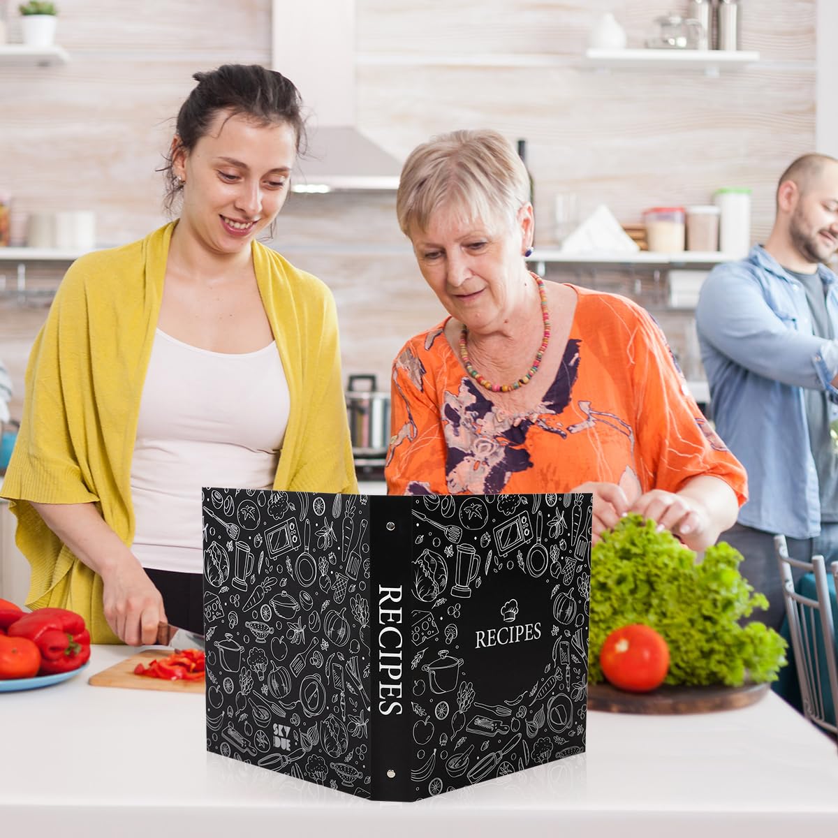 Raccoglitore per ricette con maniche in plastica, 21 x 28 cm, libro di ricette da scrivere nelle proprie ricette, biglietti di ricette vuoti e 12 divisori