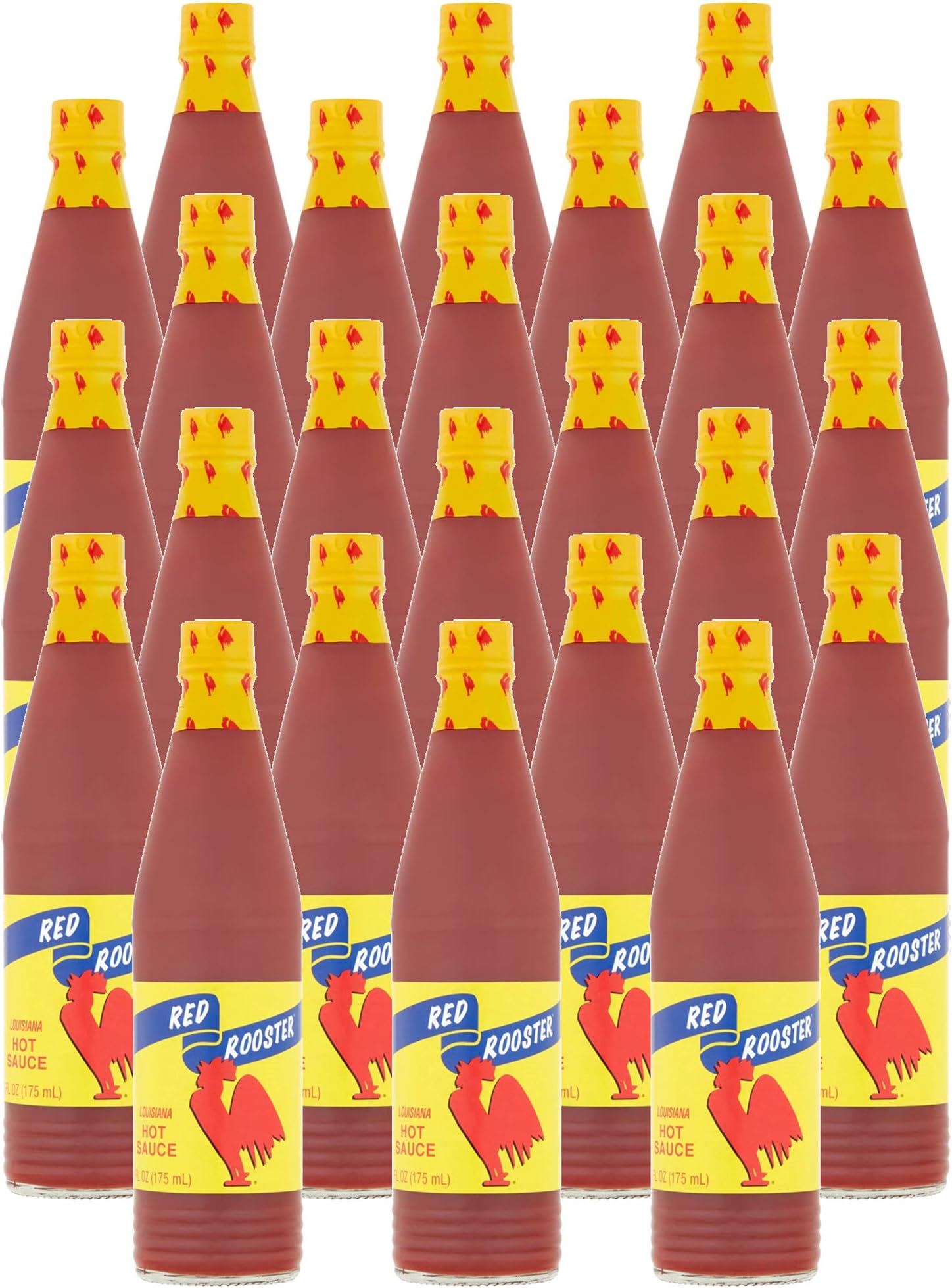 Louisiana Brand Red Rooster Hot Sauce, Made from Aged Peppers & Distilled Vinegar, 35 Servings Per Container, Kosher, 6 Ounce Bottle (Pack of 24)