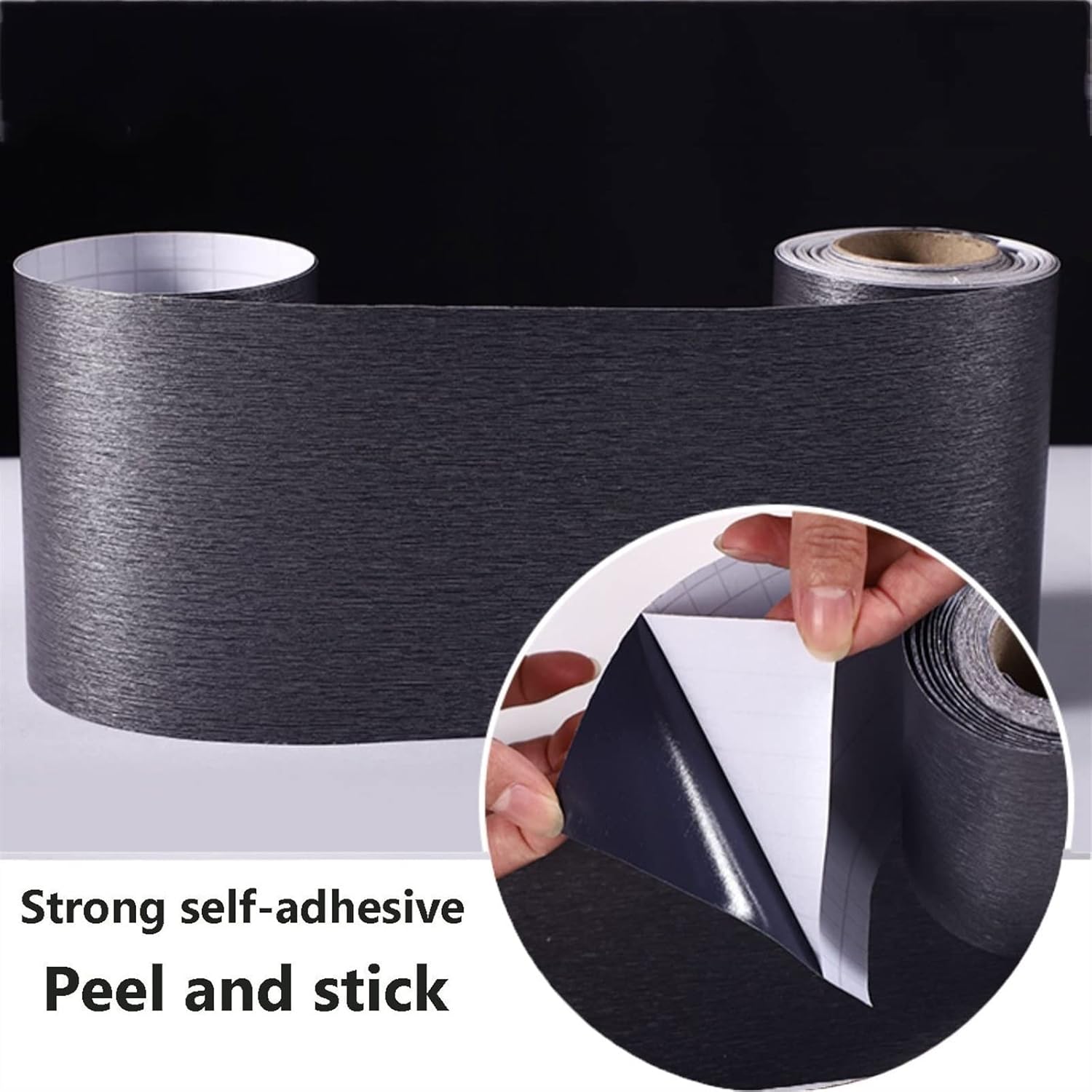 16.4 ft Wallpaper Border Self Adhesive Wall Edging Strip Waterproof Wall Border Decor, PVC Wall Panels, Ceiling Border Door Frame Waist Line Interior Decoration(Brushed dark gray,60cm(W)X5m(L))