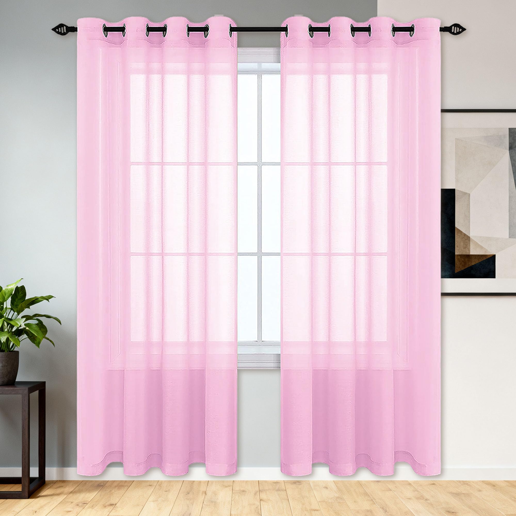 Voilage rose élégant de 270x400 cm aux finitions soignées en oeillets