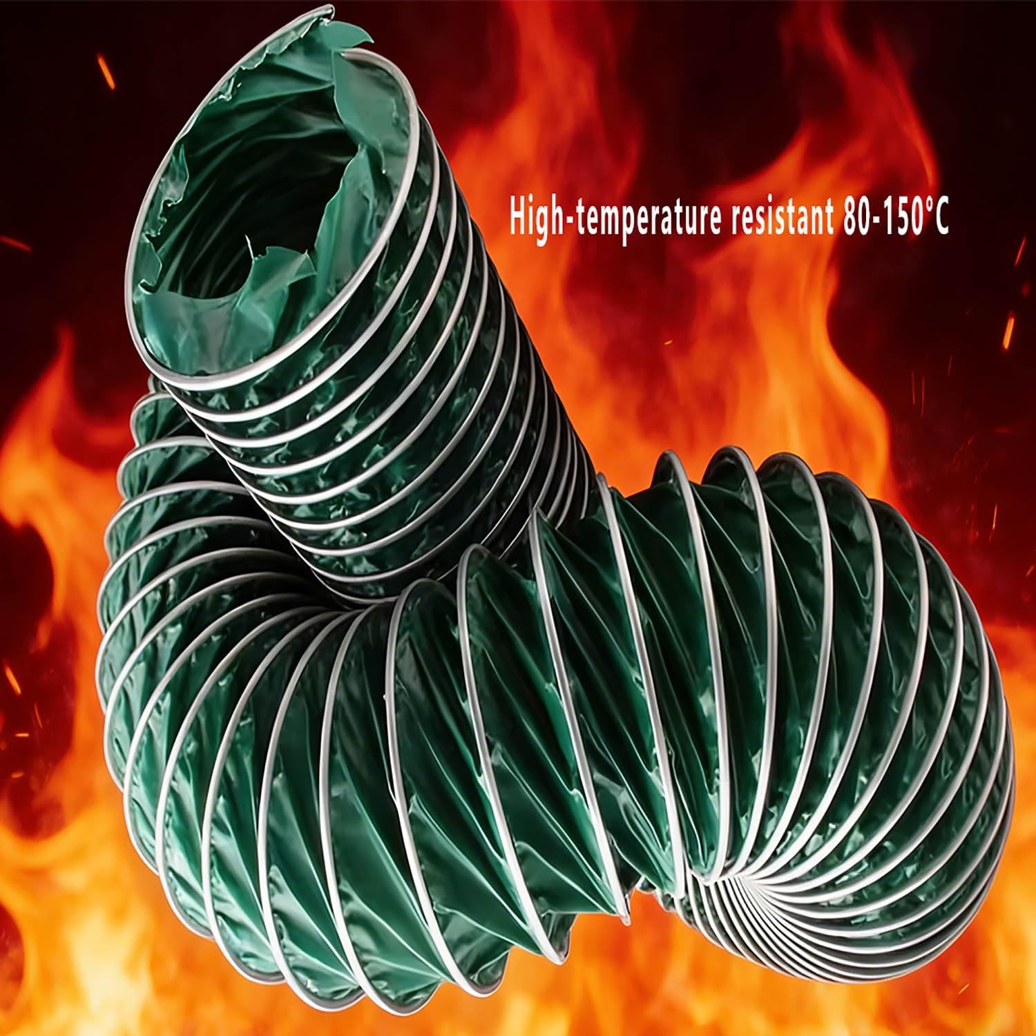 Manguera de ventilación industrial, manguera flexible de lona para sistemas de climatización, conductos de escape de secadoras y sopladores(2m,150mm)