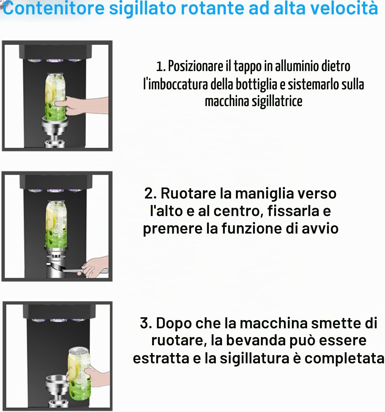 Sigillante automatico per lattine con portabicchieri in acciaio inossidabile, macchina commerciale di tenuta a più altezze per negozi di tè al latte, ideale per casa, bar, ristoranti e negozi di