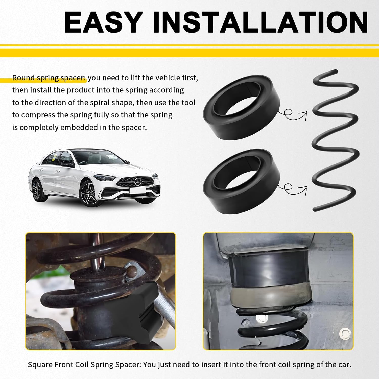 6PCS Universal Heavy-Duty Rubber Coil Spring Spacers for 1''-1.5'' Spring Spacing, Enhances Spring Rate & Reduces Vibration, Coil Spring Lift Spacer for Jeep Wrangler,for Toyota Tacoma,Truck SUV