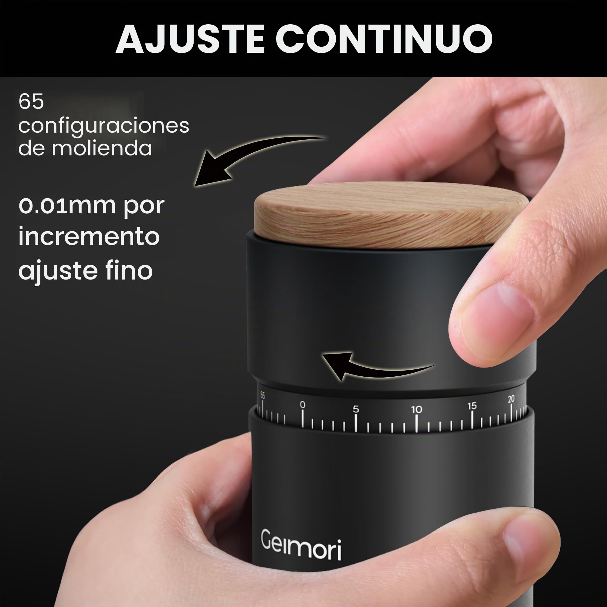 Molinillo de café wirsh Geimori T38 Plus, molinillo eléctrico portátil con rebaba cónica, ajustes de molienda continua de fino a grueso para espresso, goteo, prensa francesa, uso doméstico y de viaje