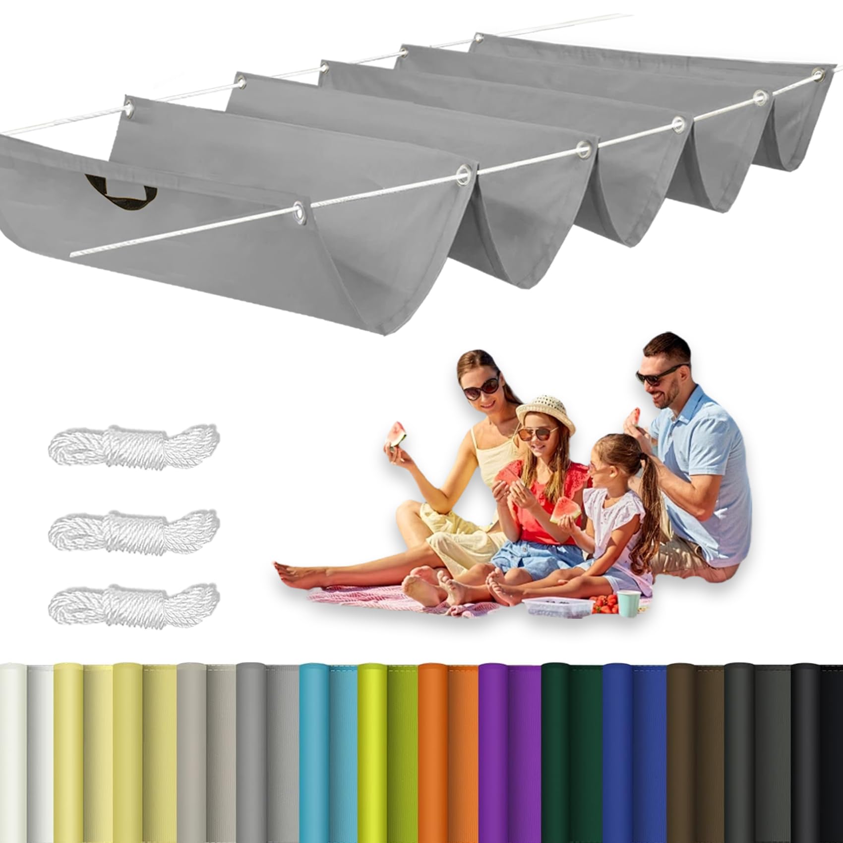 Voile d'ombrage carrée 1.2x2.5m gris clair pour pergola et terrasse