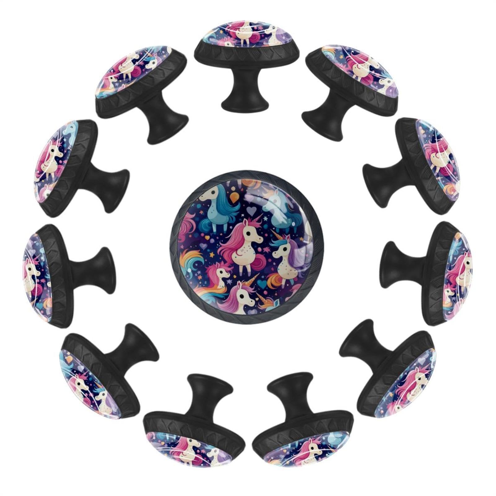 Boutons de tiroir licorne en verre lot de 12 pour deco de chambre