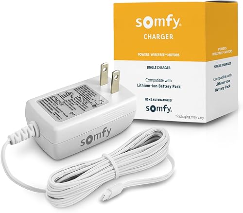 Somfy Cargador para motores sin cables V2  Alimenta batería externa  Compatible con Sonesse 3040 y Altus 28  Conector de 3 pines  Indicador LED