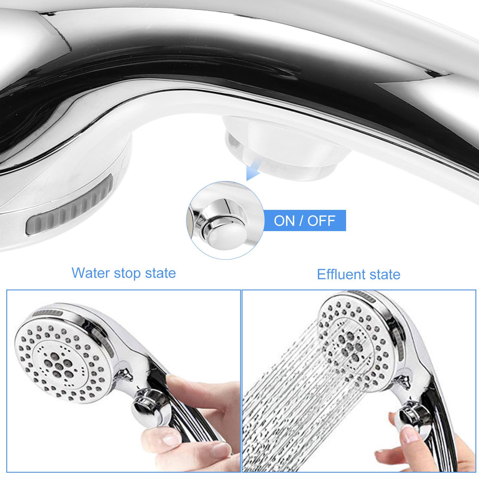 ibasenice Cabezal de Ducha Presurizado de Plástico Abs Diseño Moderno, Práctico y Fácil de Operar para Experiencia de Ducha Estilo Hotel en Color Plata