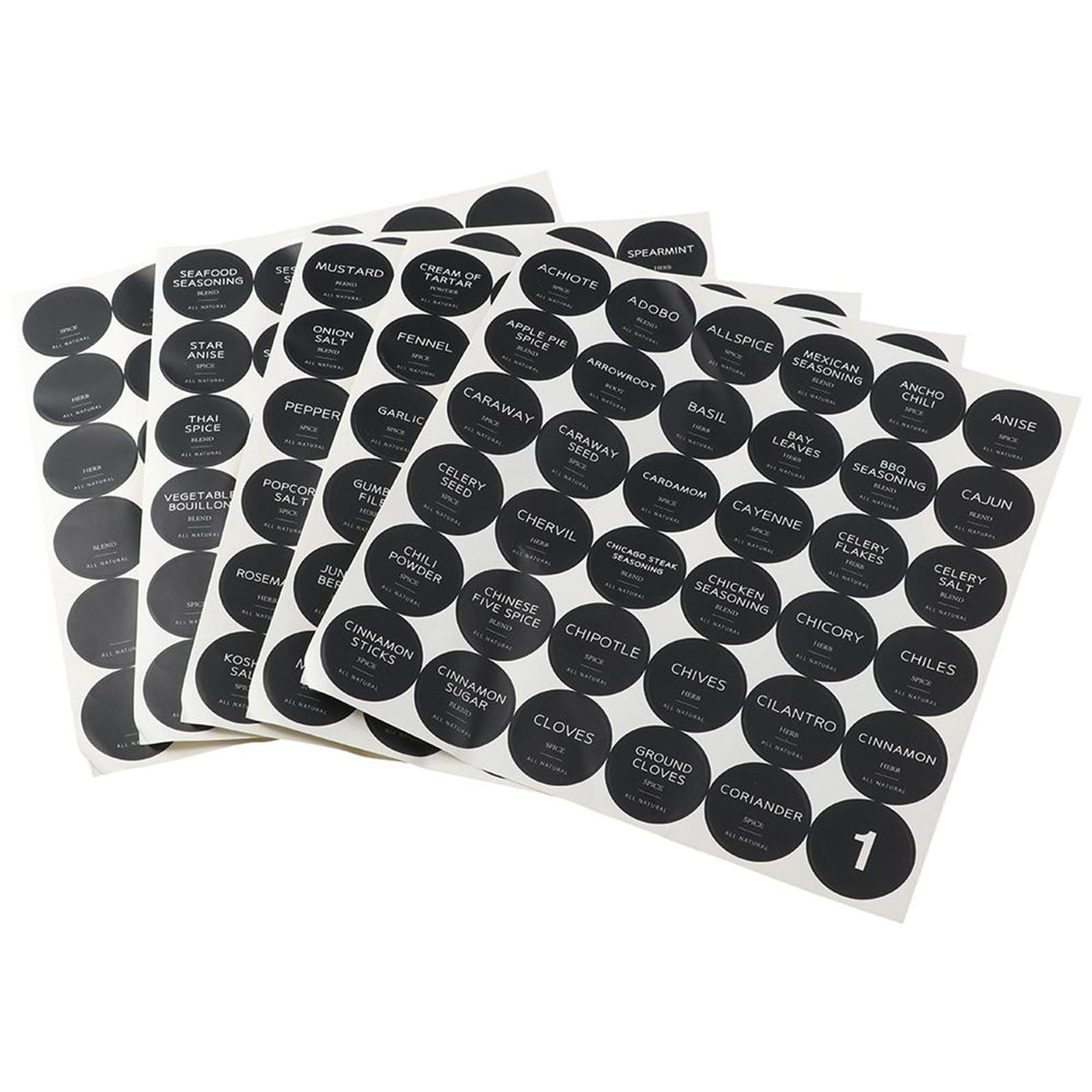 couponhub Set of 180 Printed Spice Jars Labels Stickers,Kitchen Storage Glass Bottle Circular Classification Seasoning Bottle Adhesive Sticker,Round Spices Label 1.38