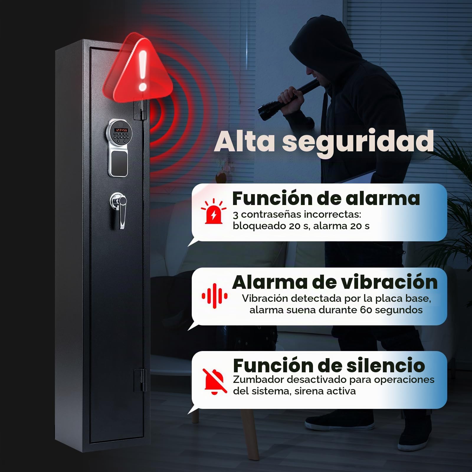 COSTWAY Armero para 8 Rifles y Munición, Cerradura y 2 Llaves