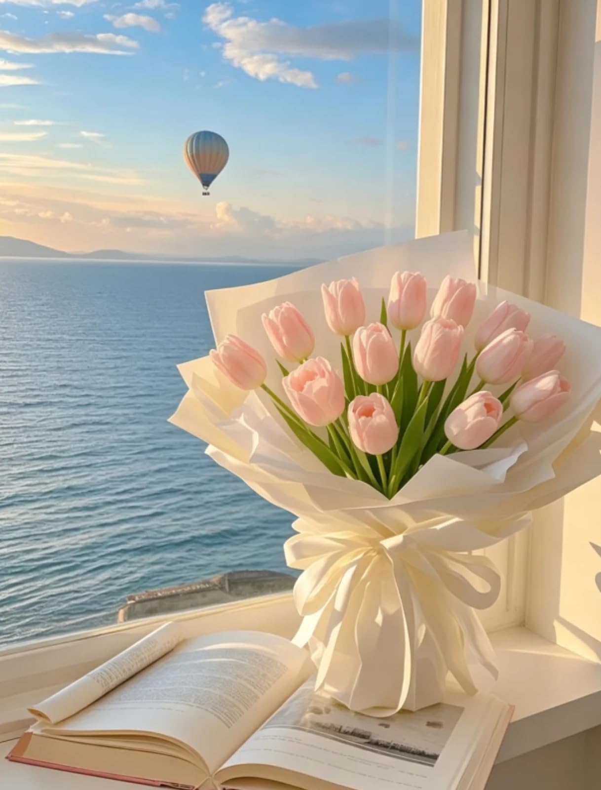 Stithej Pre-Printed Cross Stitch Kit Tulip Bouquet 11CT Adult Beginners
