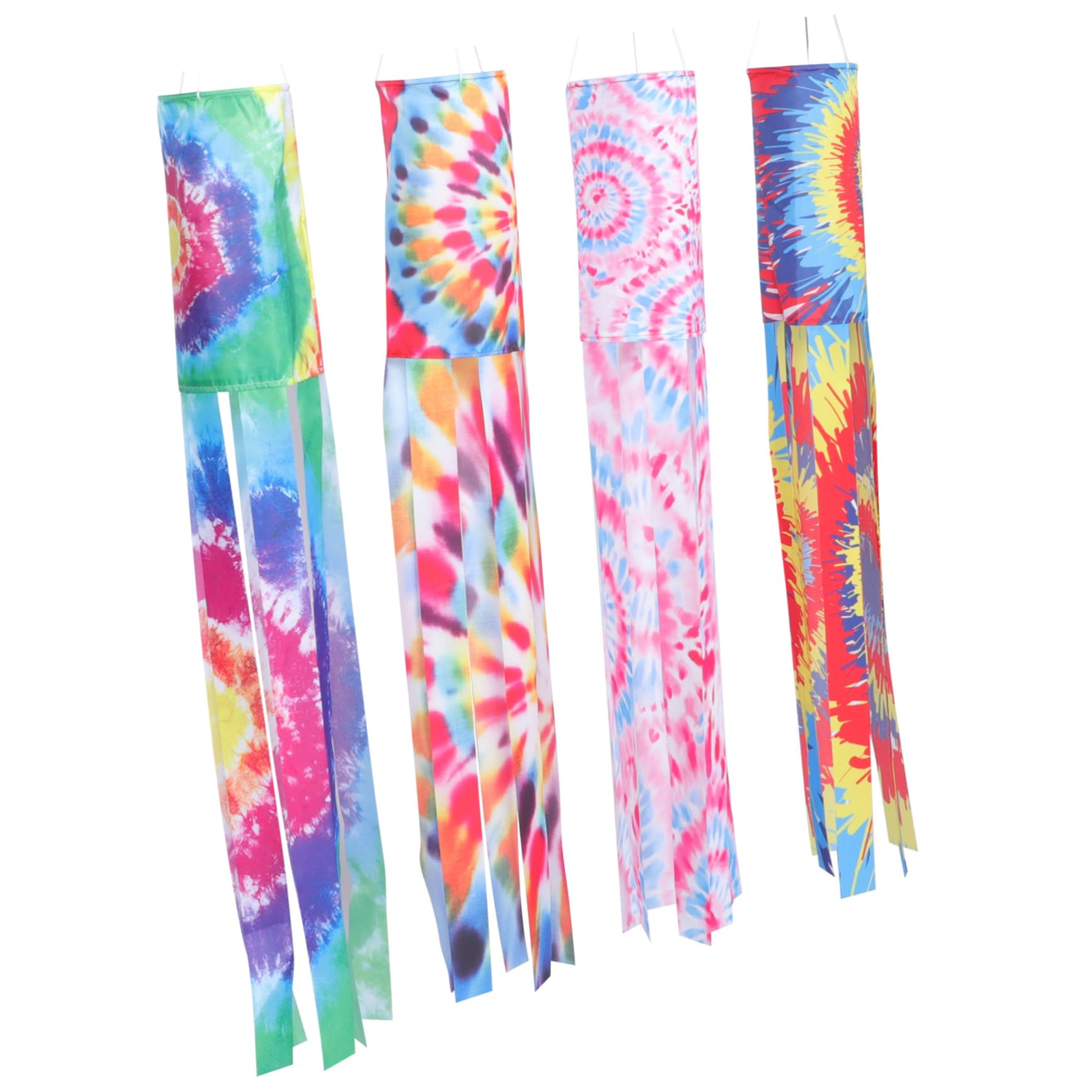 4pezzi Maniche Vento Bandiera Tie-Dye Decorazioni Uniche per Feste e Festival Realizzate in Poliestere per Esterni