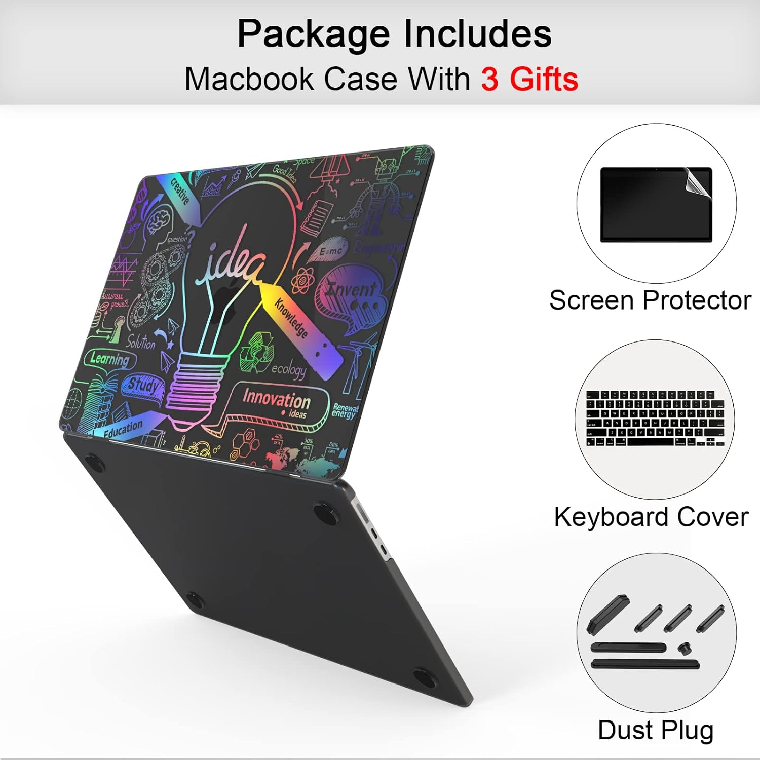 Frosted Case Suitable for New MacBook Air 13.6 inch (2022 Release Model: A2681 M2 Chip), Transparent Case & Keyboard Cover & Screen Protector, Transparent Black A8