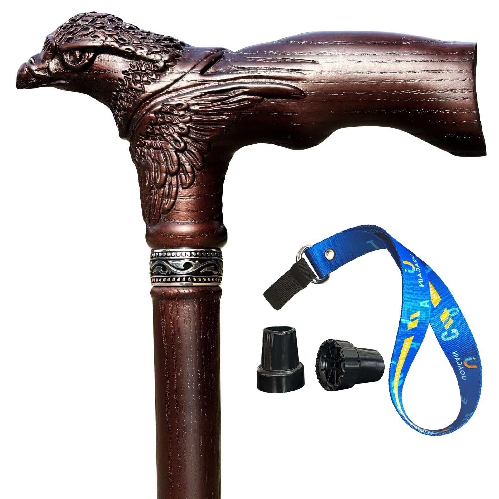 Handgeschnitzter Gehstock Holz Adlerschnitzerei Ergonomische Elegante Gehstock Herren Damen Holz Tragkraft bis zu 181 kg Stabile Gehstöcke für Senioren für den Täglichen Gebrauch
