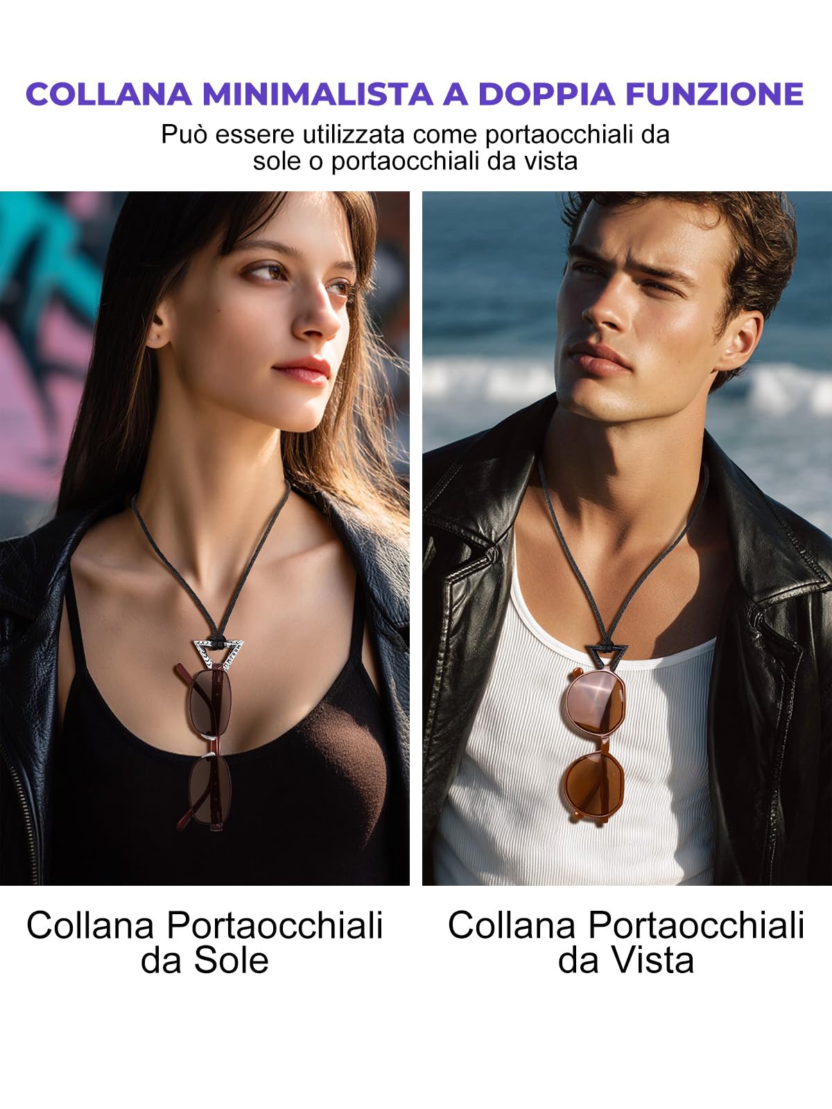 Bandmax Collana Uomo Runa Vichinga in Acciaio Inossidabile/Nero, Ciondolo runico Mobius Rotondo/Triangolare/Infinito con Catena in Pelle Intrecciata Nera Amuleto Gioielli Vichinghi per Donna e Uomo