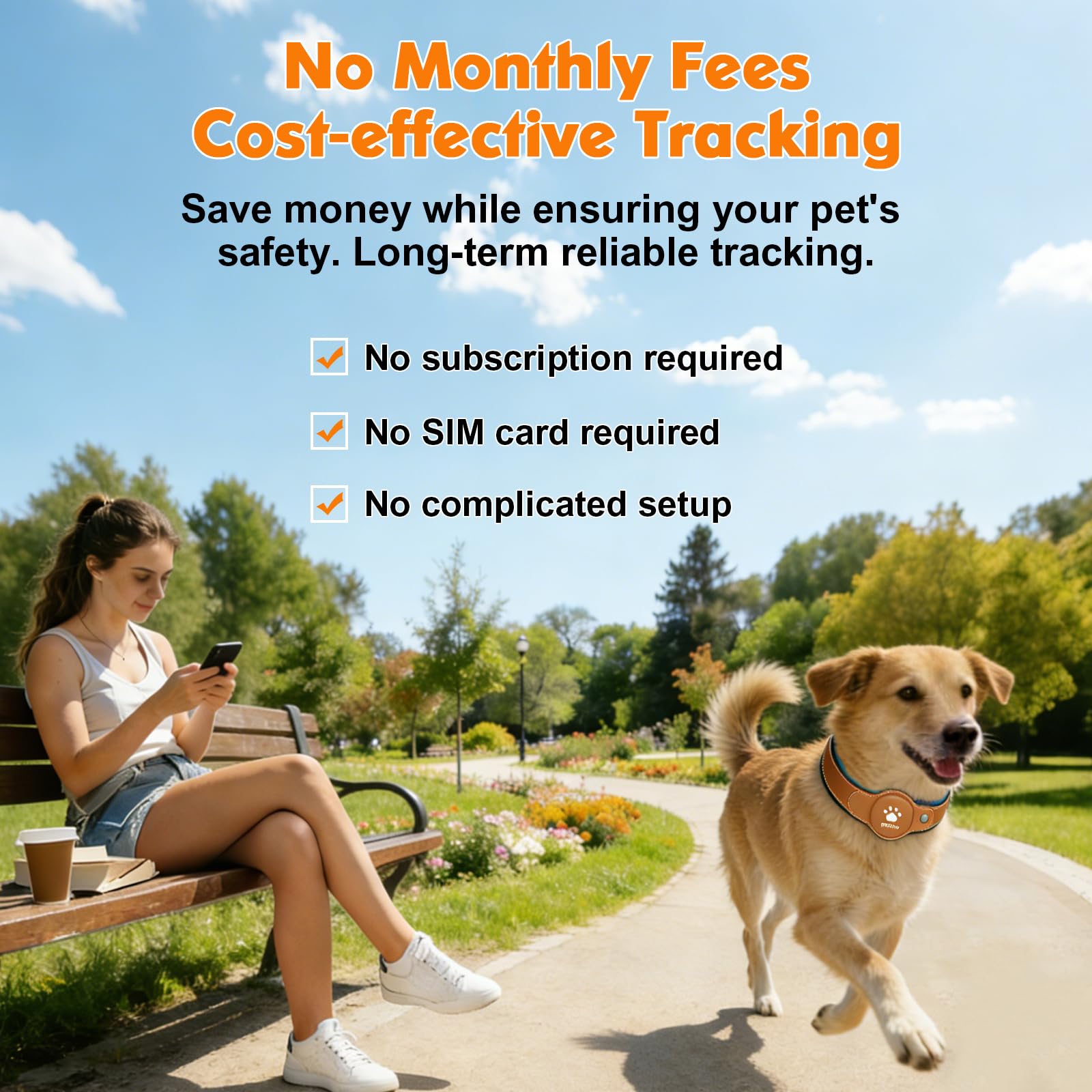 GPS Tracker for Dogs, 2 in 1 Pet Tracking Smart Collar (Only iOS), No Monthly Fee GPS Tracker Dog Collar, Real-time Location Comfortable PU Tracker Tag for Small, Medium Large Dogs(Locator Included) - image 3
