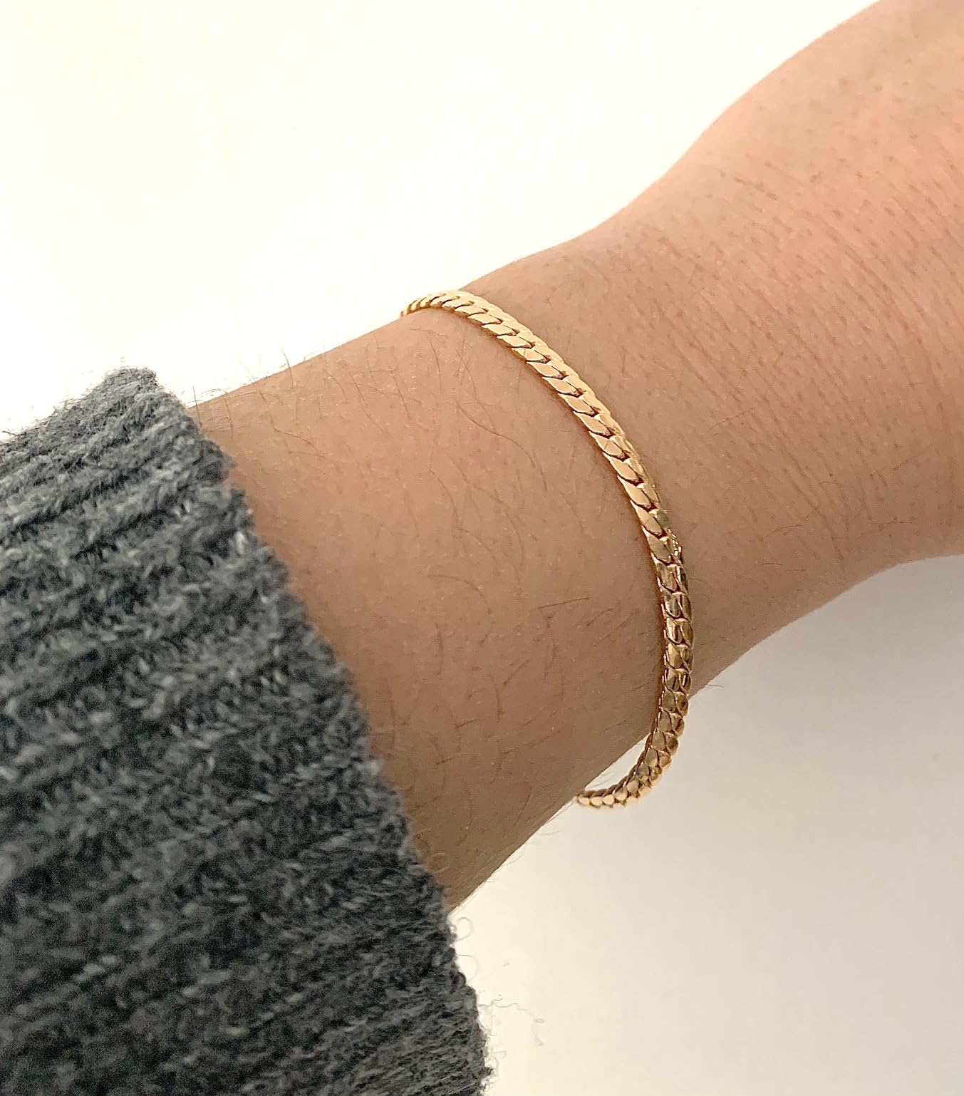 Pulsera de malla inglesa, 18 cm x 4 mm, chapada en oro de 18 quilates