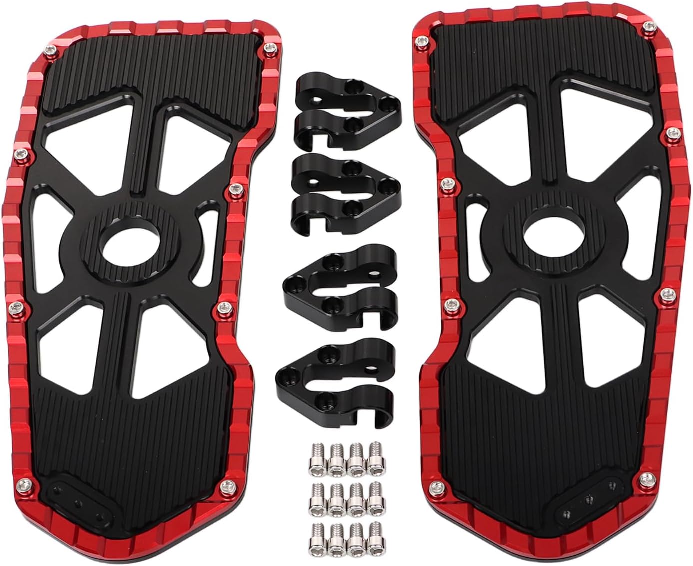 Black/Red Footboard Floorboard Rider Floor Boards Fit for Harley Touring Road King Street Glide Road Glide Electra Glide 1986-2023, Trike 2008-up