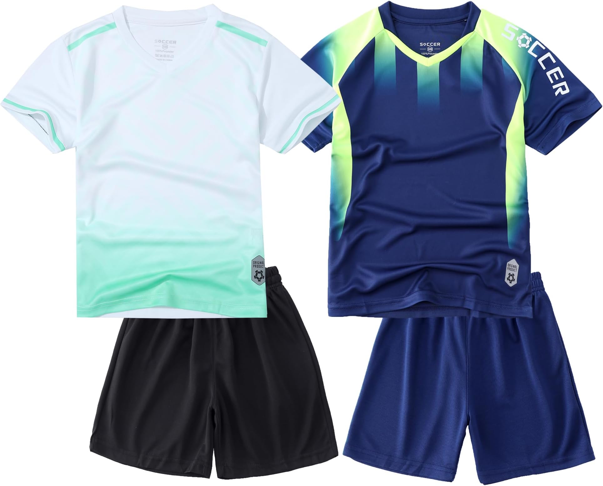 Boys 2-Pack Jersey Soccer Knit Set Sport Team Uniform Shirt and Shorts