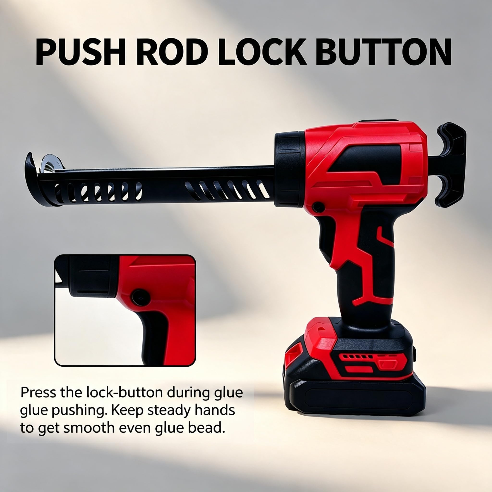Pistola per Sigillante Senza Fili, Pistola Elettrica per Sigillante Regolab | Design anti‑riflusso, pulsante di blocco, batteria da 2000 mAh per lavori di sigillatura di sigillanti e fughe