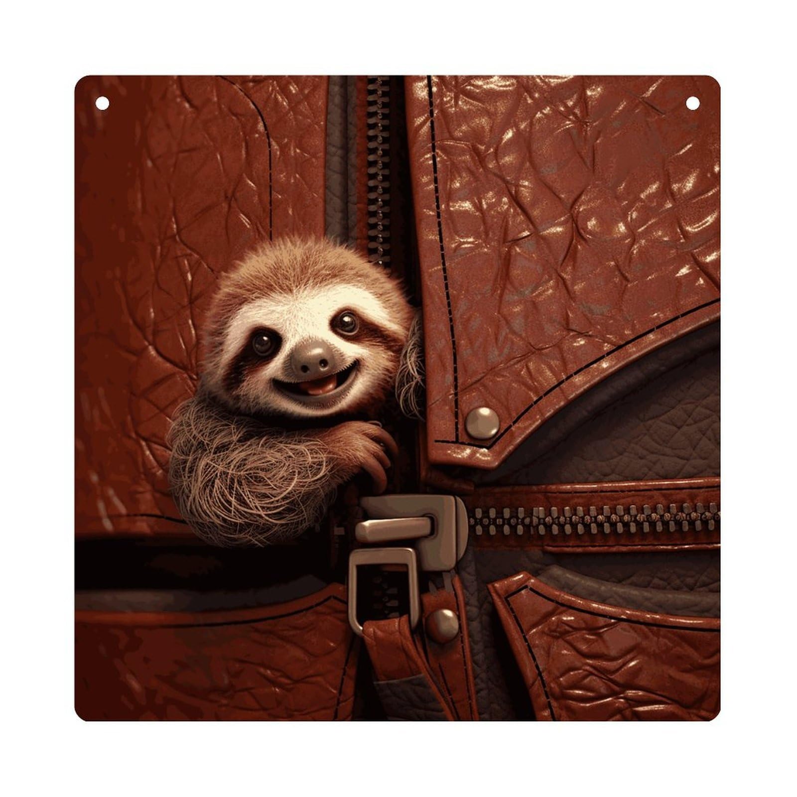 Adfgyerh Style Sloth On Zipper Hanging Ornaments Window Hanging Modern Acrylic Decor For Living Room Bedroom Dining Room Hallway Office Wall Decor, 8X8 In