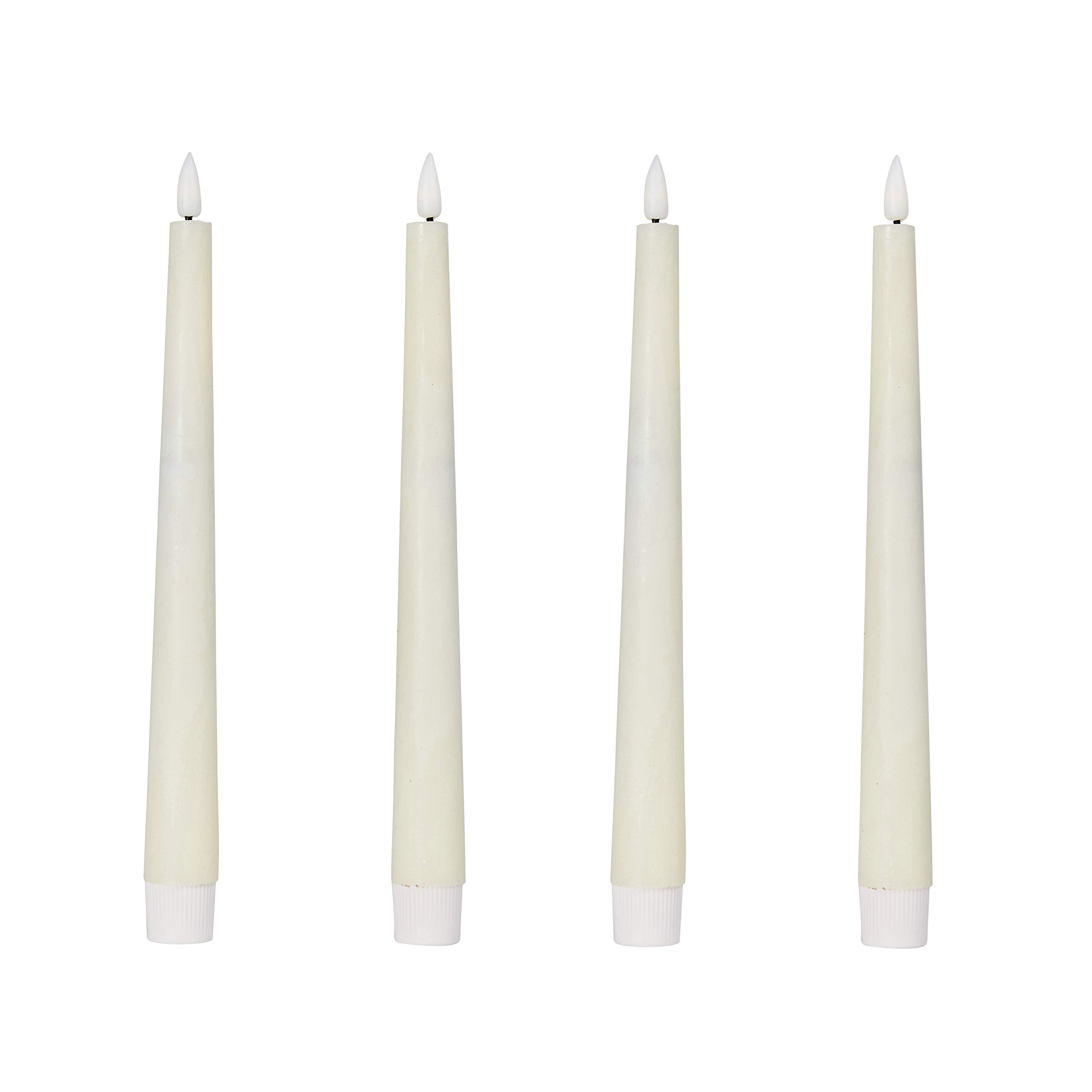 Lights4fun Candela LED TruGlow™ - Effetto Fiamma Tremolante, In Vera Cera Bianco Avorio, Timer 6h, 15cm