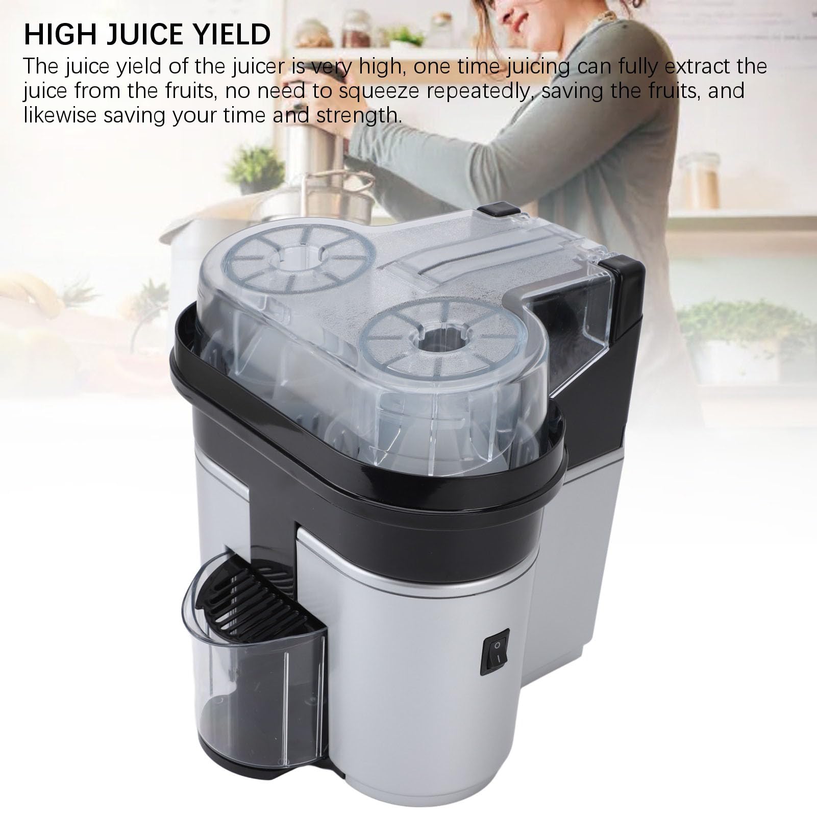 KIMISS Exprimidor de Cítricos Eléctrico - Exprimidor Doble para Exprimido de Alta Eficiencia, Extracción Automática de Jugo para Naranjas y Limones, Enchufe UE 220 V