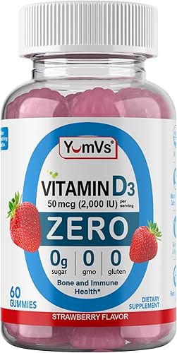 Miniatura 2 de YUM-V'S YumVs - Gomitas de vitamina D Zero  Suplemento D3 apto para dieta cetogénica, sin azúcar, para niños y adultos, 50 mcg  2000 UI de vitamina