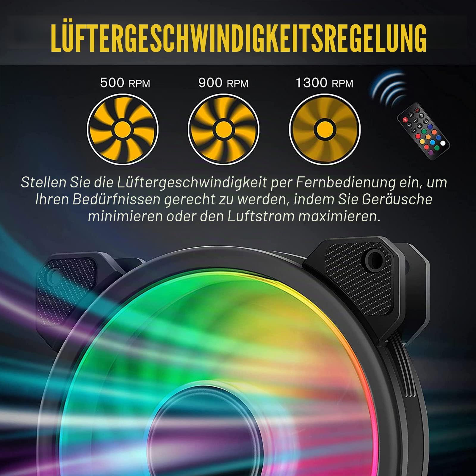 6 x Lüfter weiß LED ARGB bunt PC Gehäuse 120 mm Fan White Hub LED RGB mit Fernbedienung AURA SYNC 3 PIN leise hoher Luftstrom für Kühlung Desktop