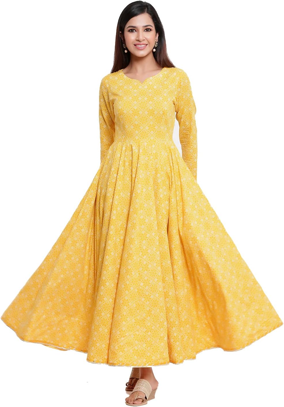 Indian VirasatWomen Yellow Printed Kurta