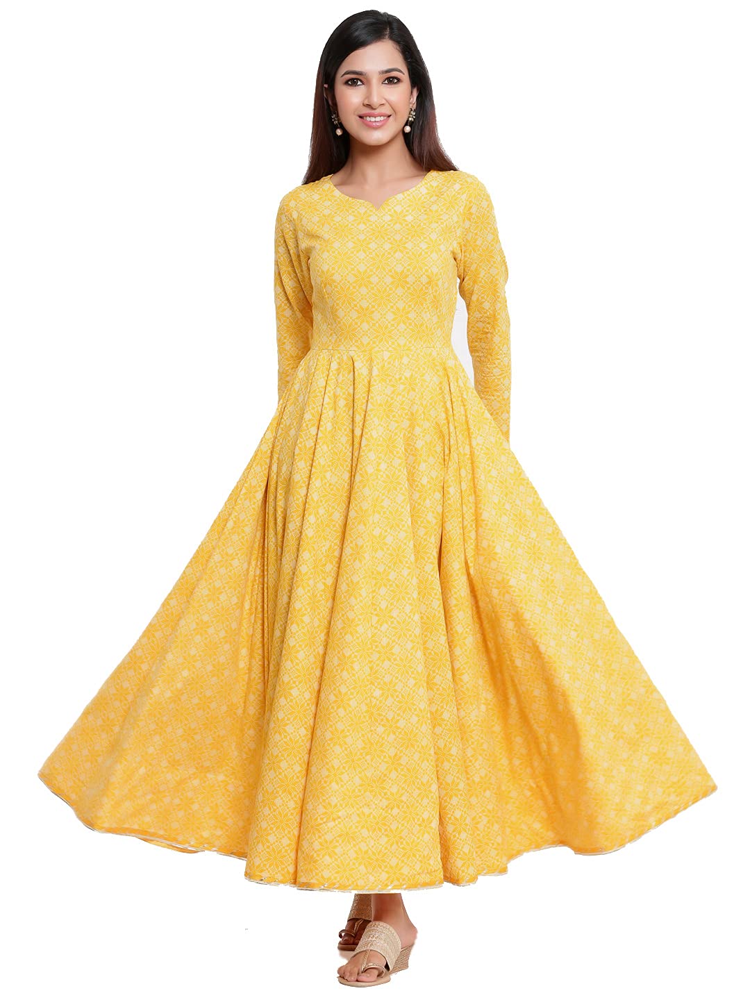Indian VirasatWomen Yellow Printed Kurta