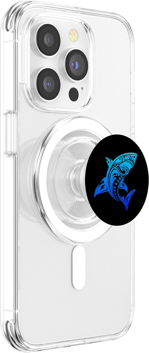 Polynesian Tribal Shark Design PopSockets MagSafe PopGrip for iPhone