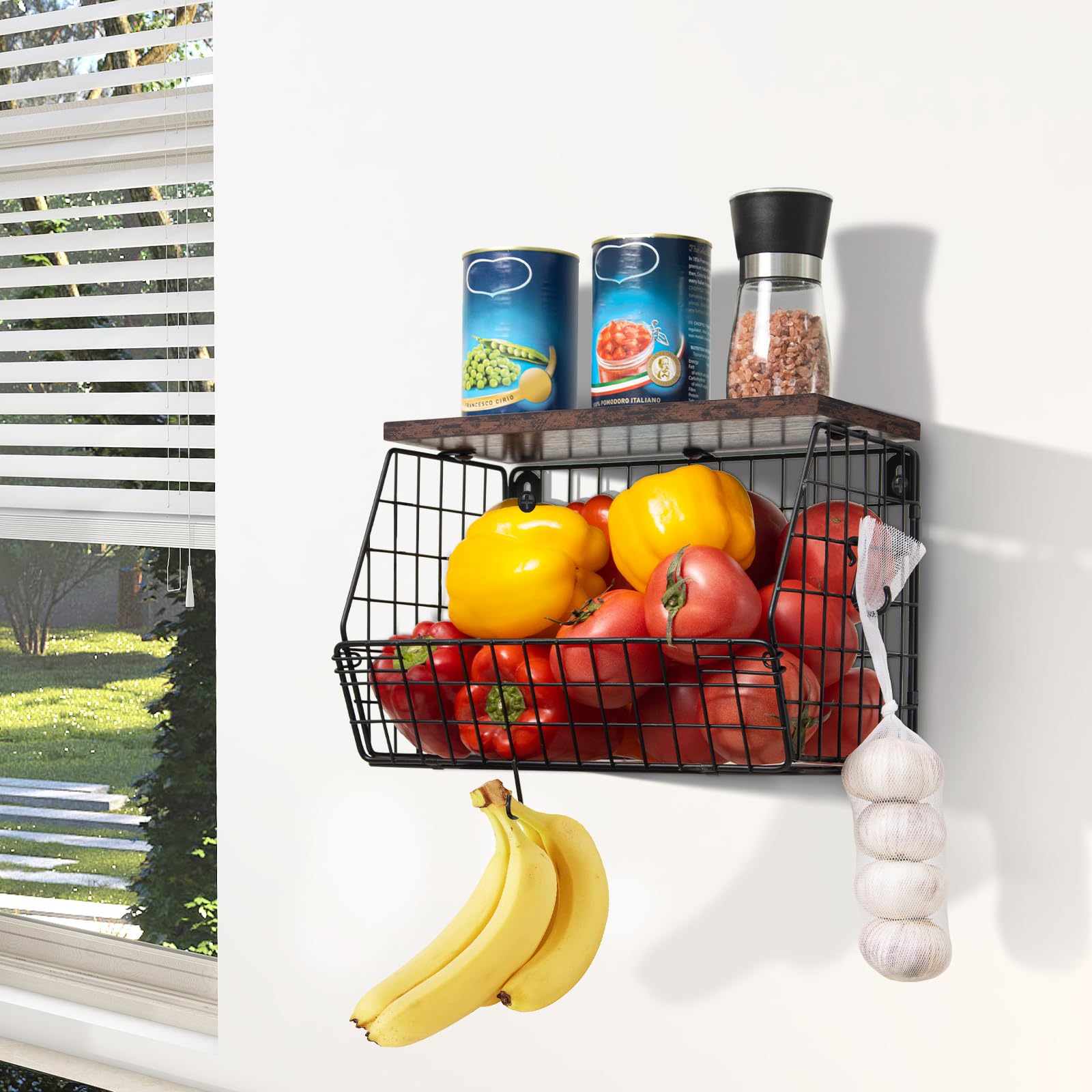 Mefirt Obstkorb, Obstschale für Küchen, Obstkorb Hängend kann als Küche Lagerung Obst Etagere, Kitchen Storage & Organisation, Gemüseregal Wand & stapelbar Lagerung Körbe für Gemüse, Obst, Snacks