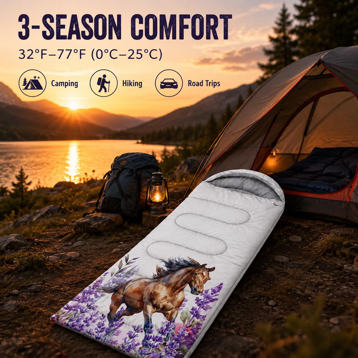 AILONEN Sacos de dormir morados de sirena para niñas, niños y adultos, mochileros, clima frío y cálido, ligero, compacto, camping, senderismo, viajes al aire libre, caza